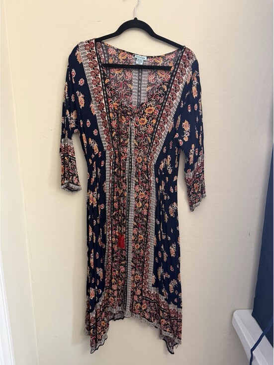 Nostalgia Dresses & Skirts - Nostalgia Midi Boho Dress Women's XL  Colorful Floral Long Sleeve